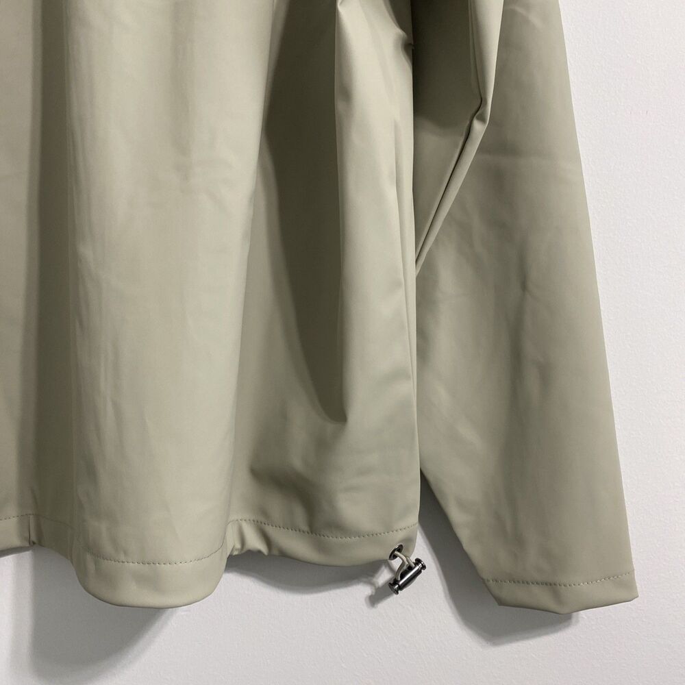 Rains Jacket Unisex Women's Men's L Cement Snap Front Short Hooded Coat NEW - Picture 12 of 16